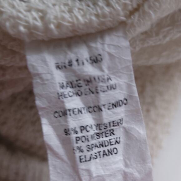 Lily White Poncho Knit Top Small Hooded Cream & Black Trim, Fringe Boho Festival - Picture 7 of 7